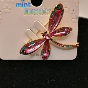 Colorful Pink Dragonfly Brooch